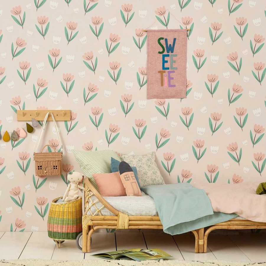 Kids Interiors & Decor * | New Arrivals Hibou Home Summer Pink Wallpaper