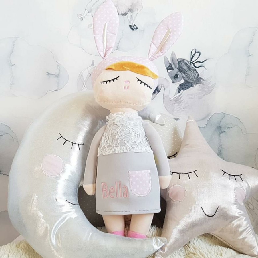 Gifts * | Miniroom Personalised Large Rabbit Doll Grey