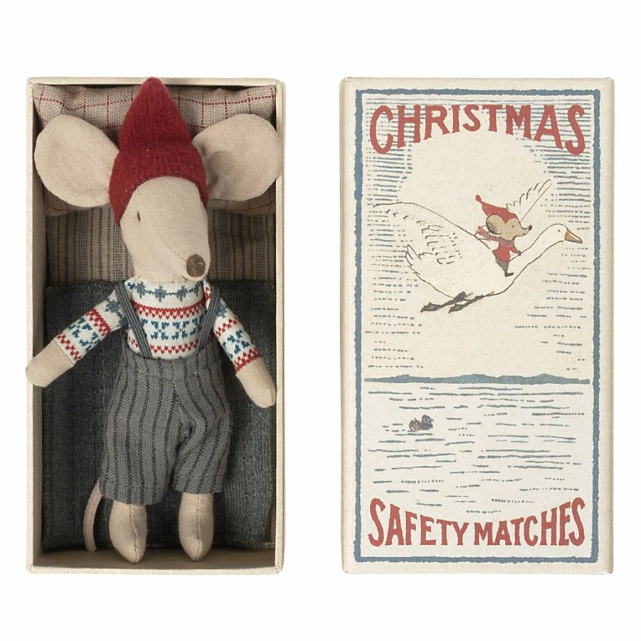 Gifts * | Maileg Mice & Bunnies Maileg Christmas Mouse In A Matchbox Big Brother