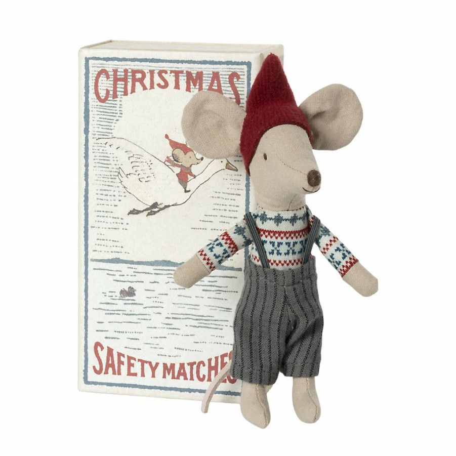 Gifts * | Maileg Mice & Bunnies Maileg Christmas Mouse In A Matchbox Big Brother