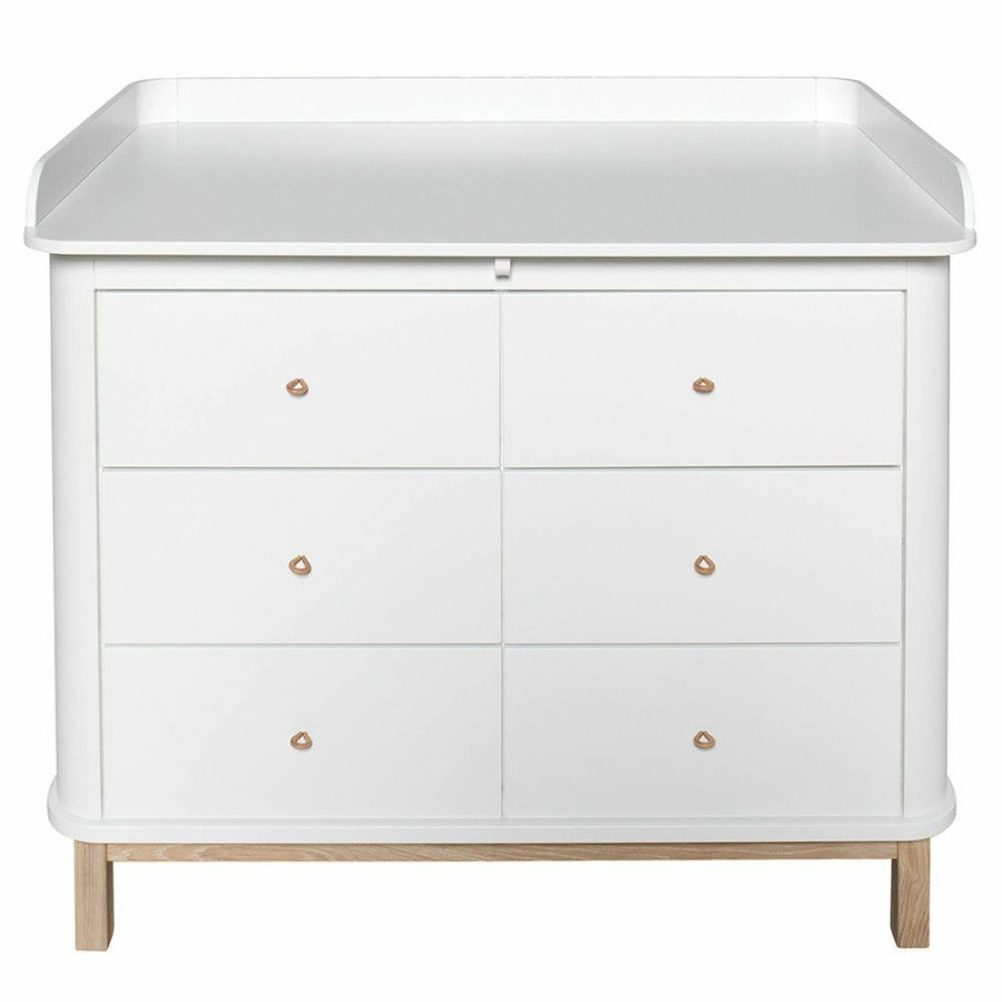 Kids Furniture * | Josh & Jenna Oliver Furniture Nursery 6 Drawer Dresser (With Changer Top) White/Oak