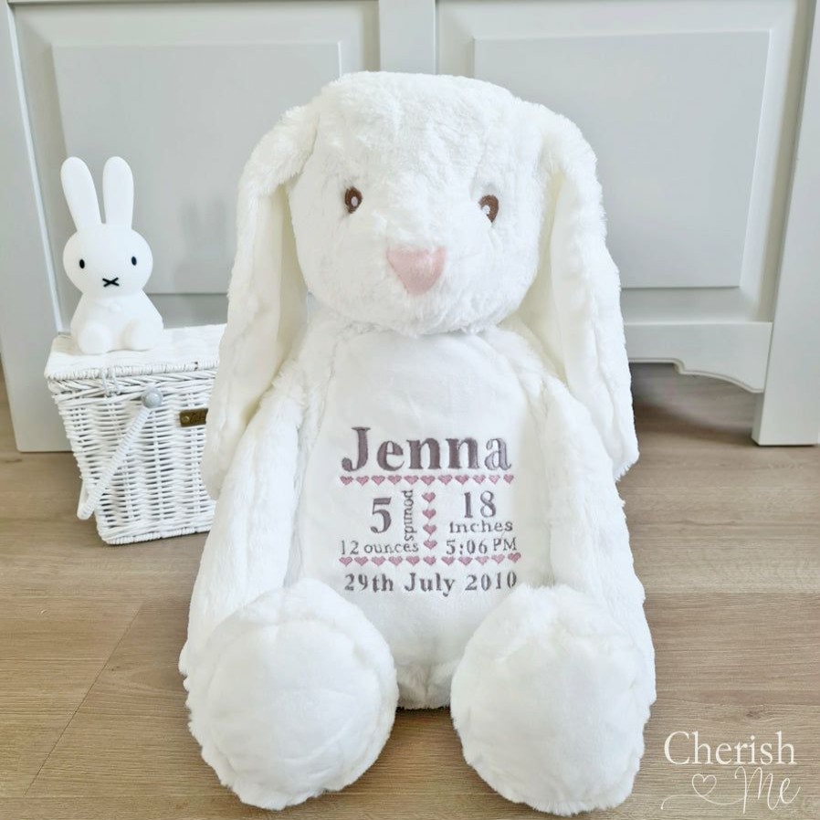 Kids Interiors & Decor * | Decorative Items Cherish Me Personalised White Bunny Birth Announcement