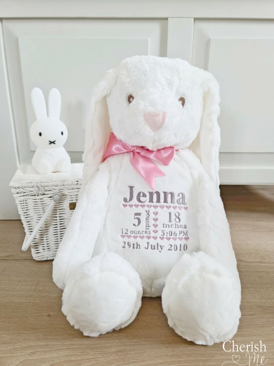 Kids Interiors & Decor * | Decorative Items Cherish Me Personalised White Bunny Birth Announcement