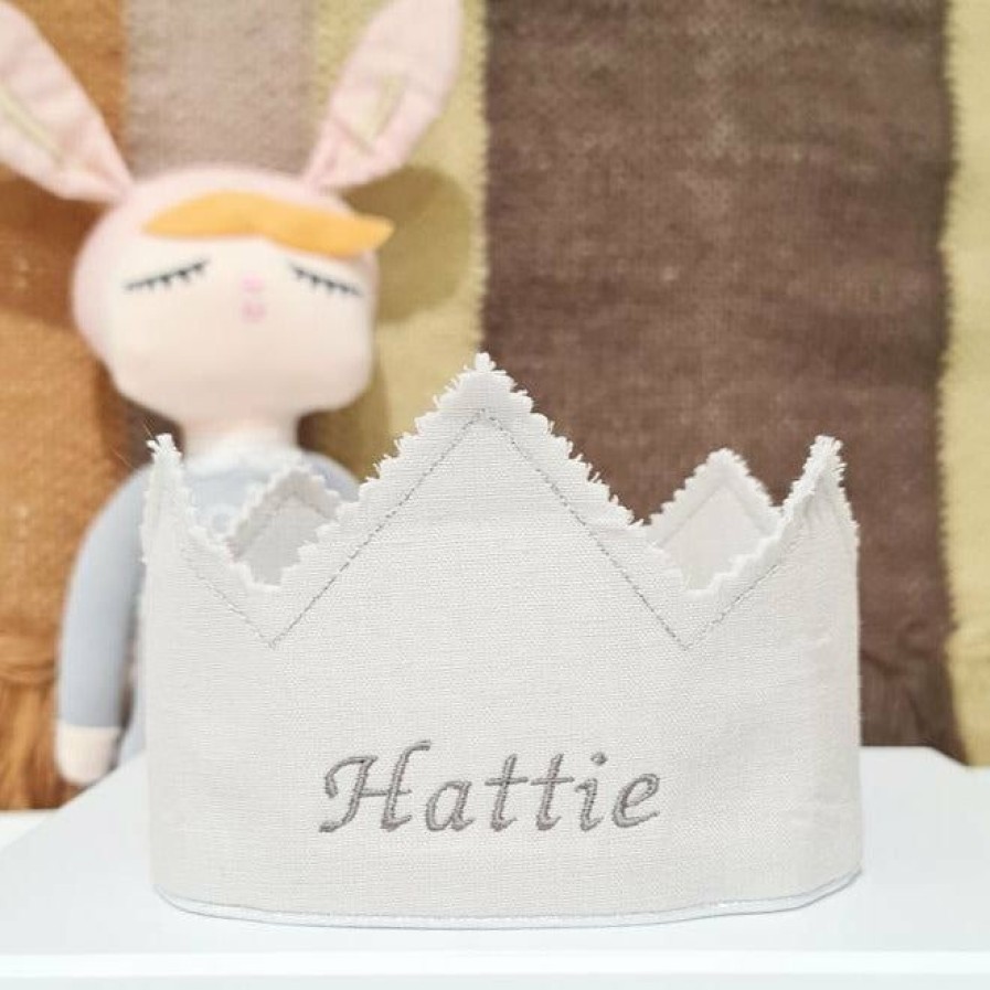 Gifts * | Cotton & Sweets Personalised Linen Crown Light Grey Build Your Own Gift Hamper