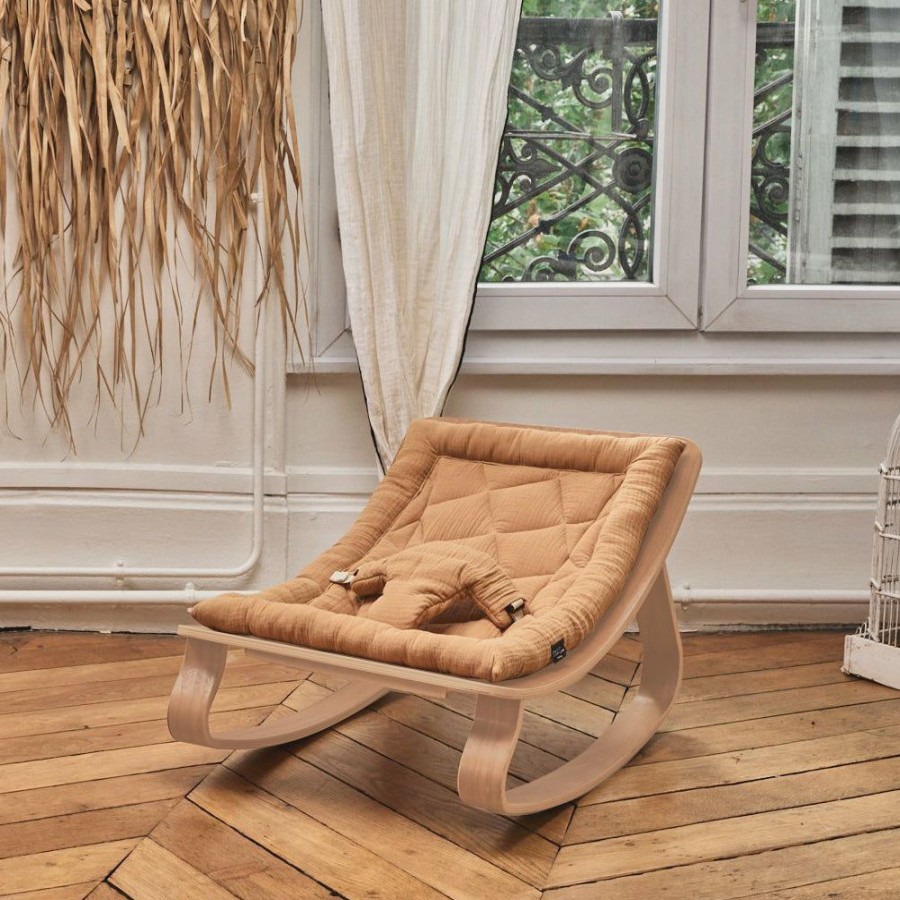 For Baby * | Bouncers & Baby Chairs Charlie Crane Levo Baby Rocker Beech + Caramel Cushion