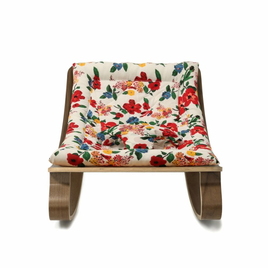 For Baby * | Bouncers & Baby Chairs Charlie Crane Levo Baby Rocker Walnut + Hibiscus Cushion