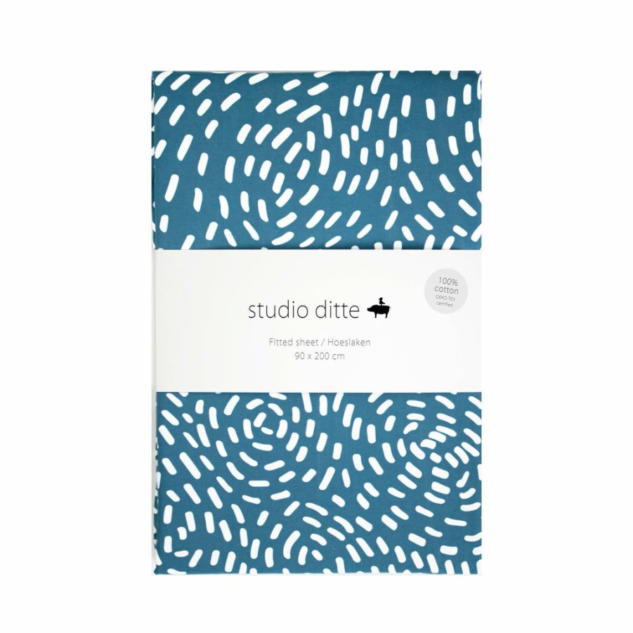 Kids Interiors & Decor * | Studio Ditte Fitted Single Sheet Flow Blue 90 X 200 Cm New Arrivals