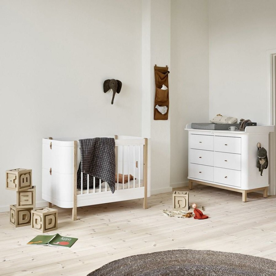 Kids Furniture * | Oliver Furniture Wood Mini+ Cot Bed (0-9Yrs) White/Oak