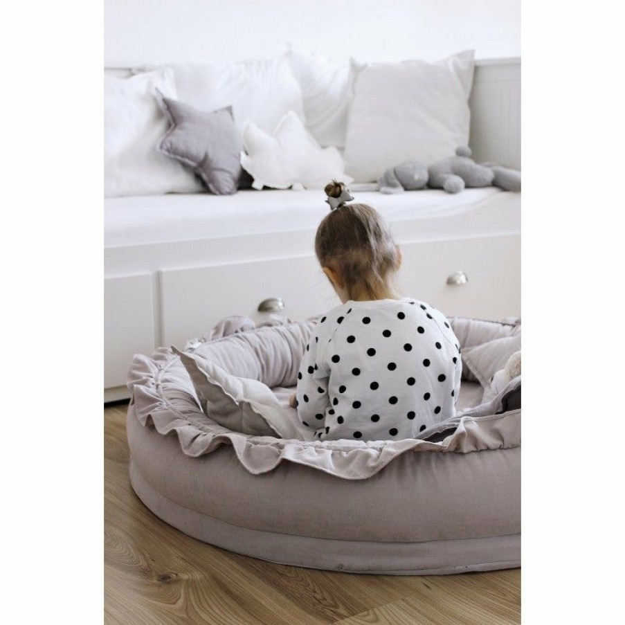 Kids Interiors & Decor * | Cotton & Sweets Linen Junior Nest Light Grey Playnests & Playmats