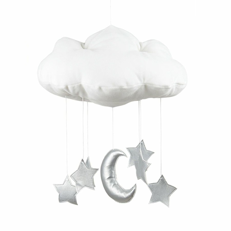 Kids Interiors & Decor * | Mobiles Cotton & Sweets Cloud Mobile Silver Moon & Stars