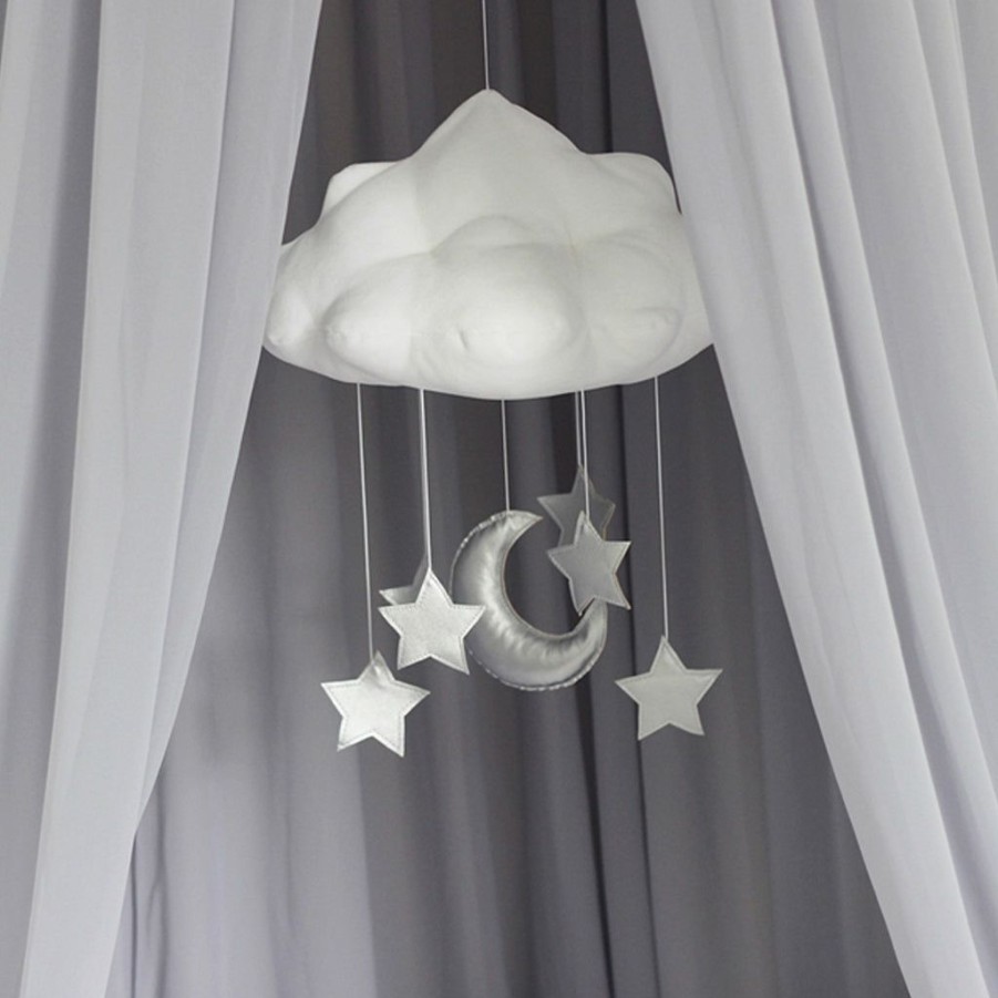 Kids Interiors & Decor * | Mobiles Cotton & Sweets Cloud Mobile Silver Moon & Stars