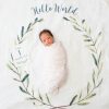 Kids Interiors & Decor * | Lulujo Baby'S First Year Swaddle & Milestone Cards Hello World Swaddles