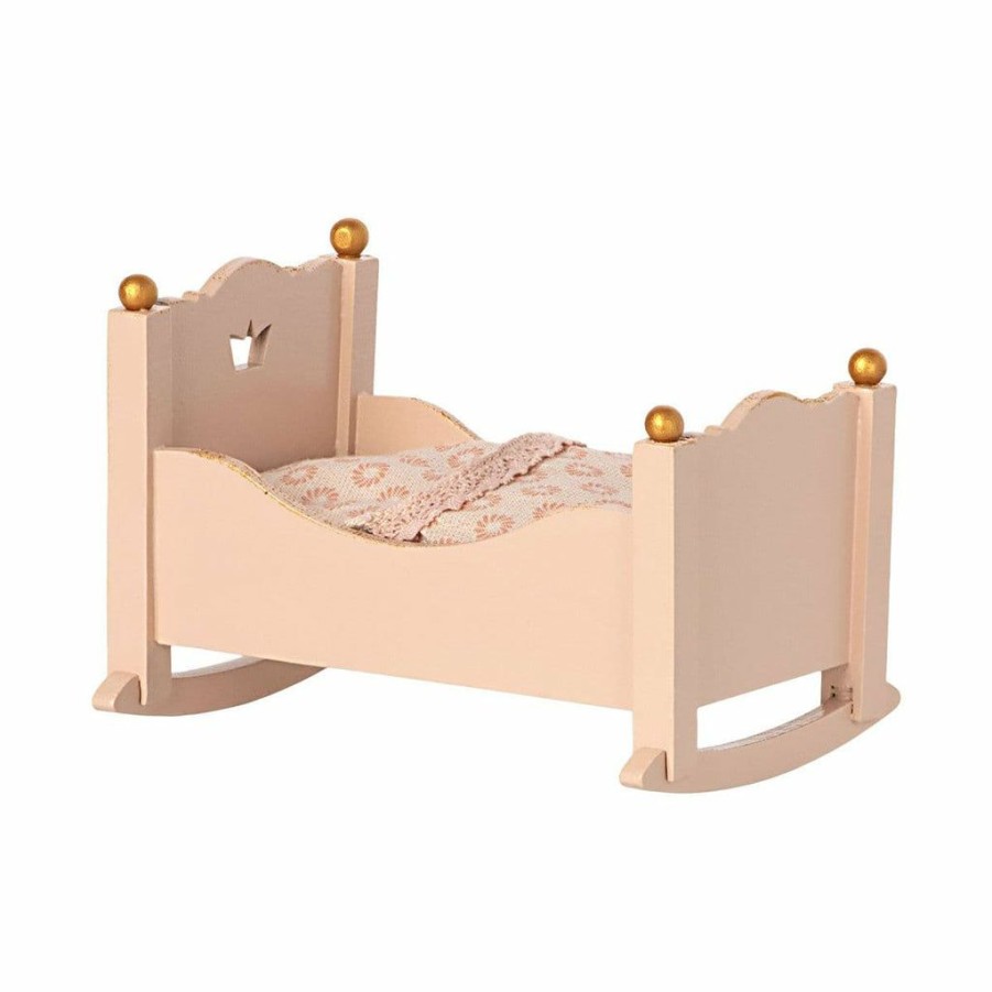 Play * | New Arrivals Maileg Baby Mouse Cradle Rose