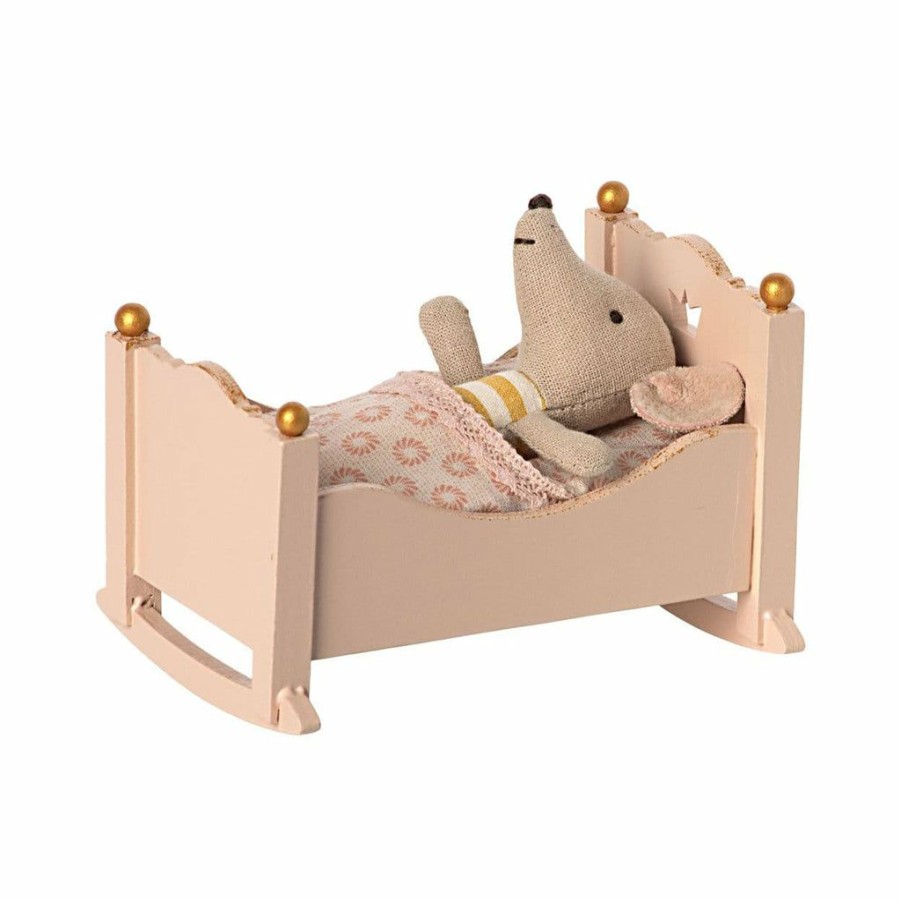 Play * | New Arrivals Maileg Baby Mouse Cradle Rose