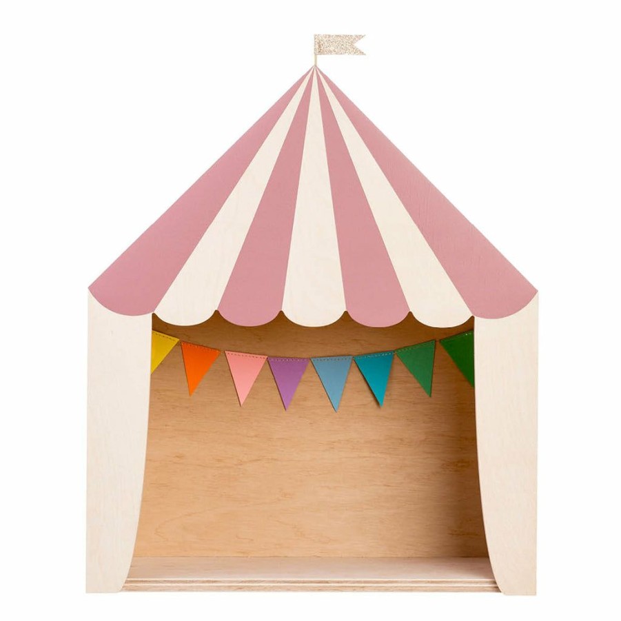 Kids Interiors & Decor * | Up Warsaw Circus Wooden Shelf Dusty Pink Shelving