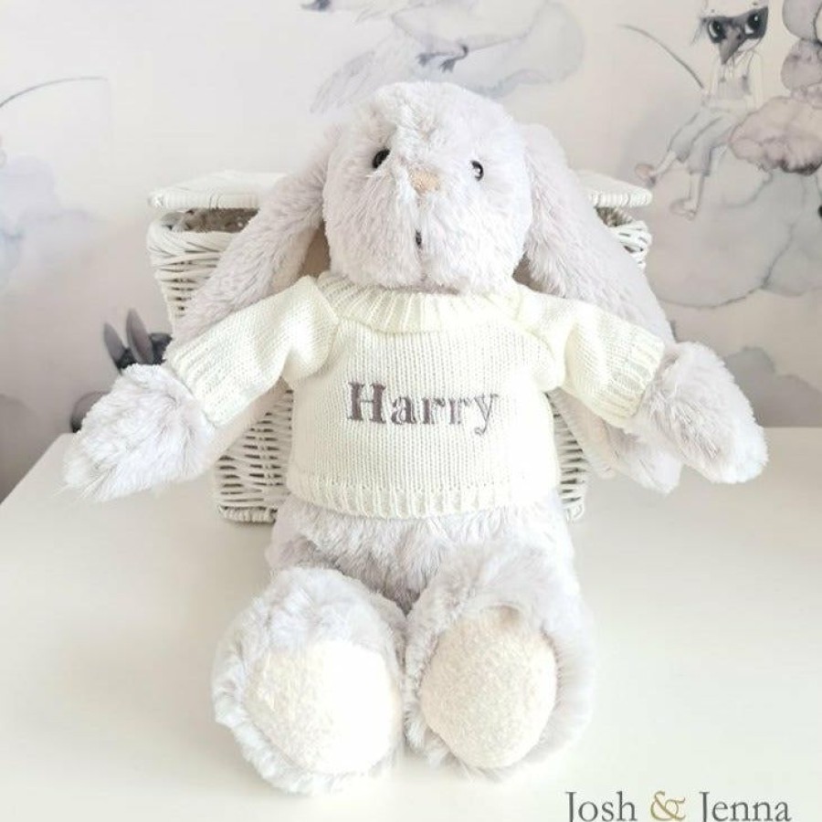 Gifts * | Moulin Roty Personalised Soft Bunny Grey