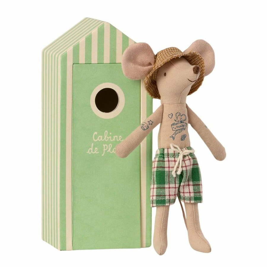 Play * | Maileg Beach Cabin Mouse Dad Maileg Mice & Bunnies