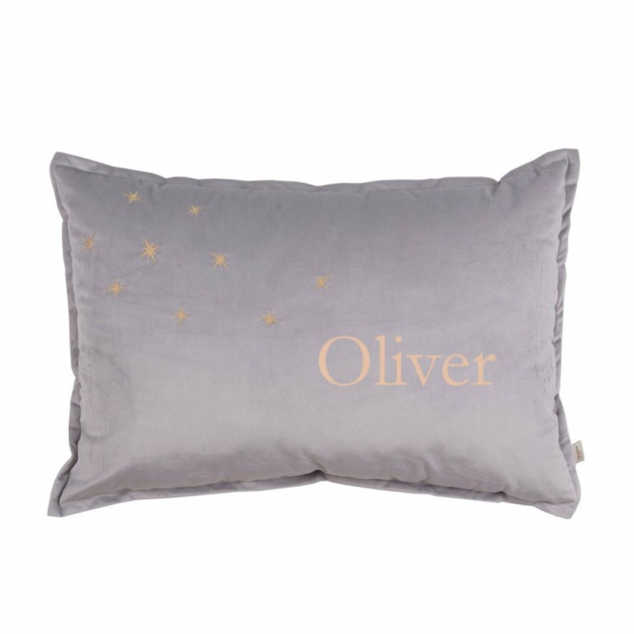 Kids Interiors & Decor * | Malomi Kids New Arrivals Personalised Luxury Velvet Cushion Grey