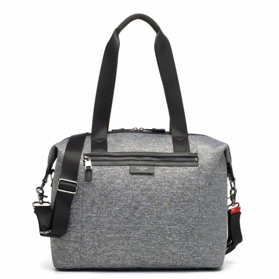 For Baby * | Storksak Stevie Luxe Scuba Baby Changing Bag Grey Marl