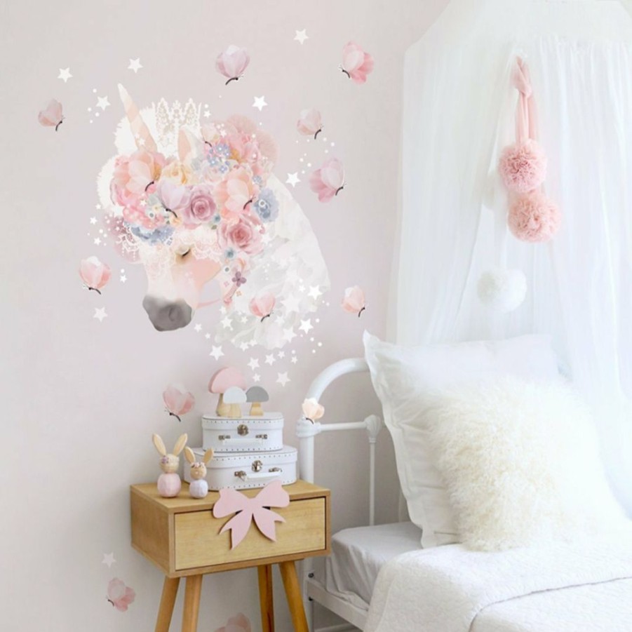 Kids Interiors & Decor * | Schmooks Unicorns & Butterflies Wall Stickers