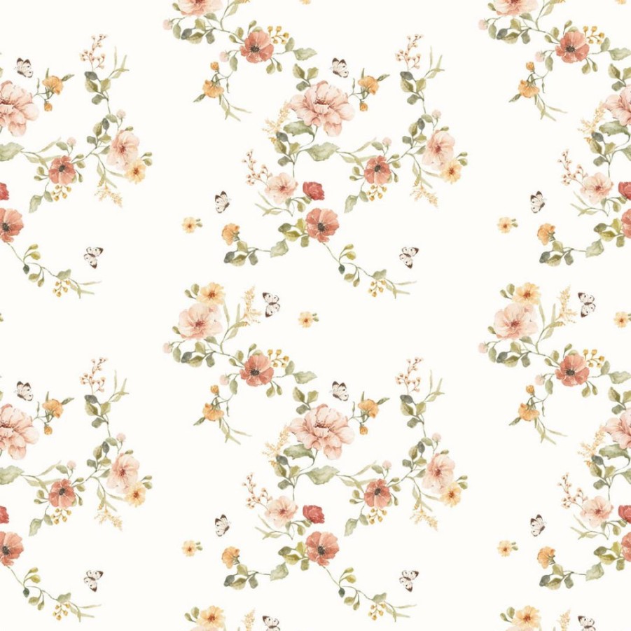 Kids Interiors & Decor * | Dekornik Floral Vintage Wallpaper Kids Wallpaper