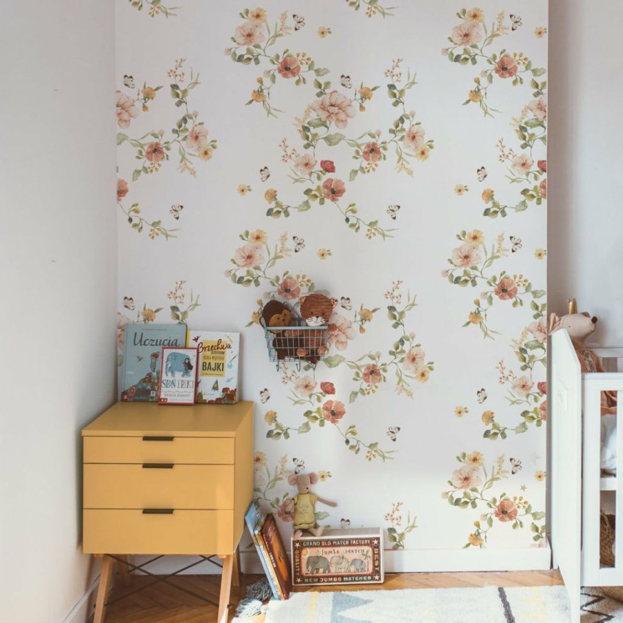 Kids Interiors & Decor * | Dekornik Floral Vintage Wallpaper Kids Wallpaper