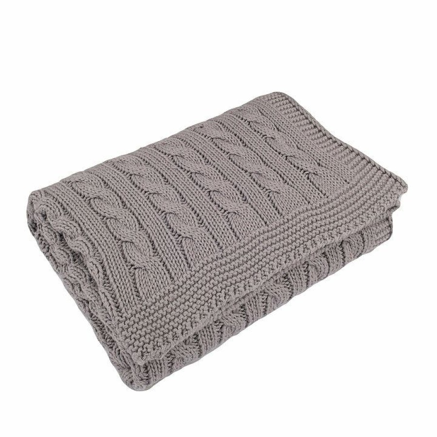 Kids Interiors & Decor * | Toffee Moon Cable Knit Cotton Baby Blanket Hound Grey Bedding