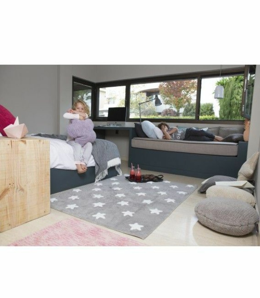 Kids Interiors & Decor * | Lorena Canals Machine Washable Rug Stars Grey/White