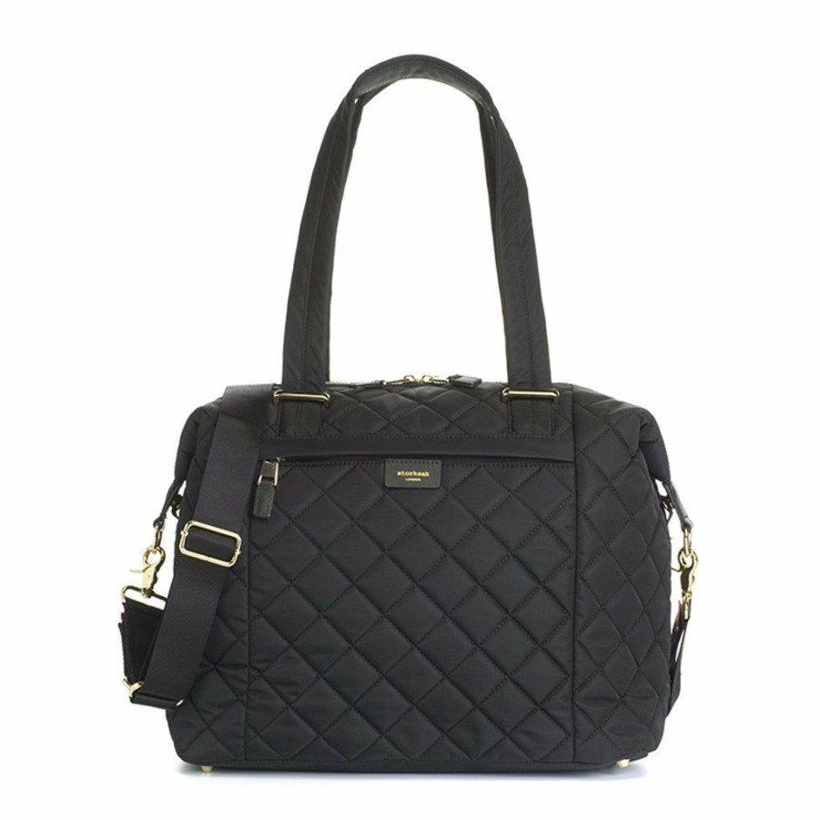 For Baby * | Baby Changing Bags Storksak Stevie Quilted Baby Bag Black