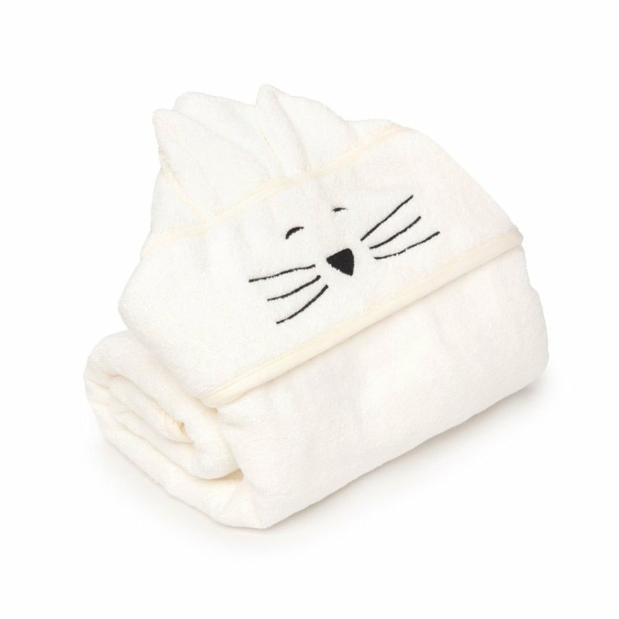 Gifts * | My Memi Large Cat Bamboo Baby Bath Towel Cream