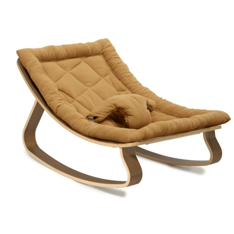 For Baby * | Charlie Crane Levo Baby Rocker Walnut + Carmel Cushion Bouncers & Baby Chairs