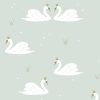 Kids Interiors & Decor * | Hibou Home Swan Mint Wallpaper New Arrivals