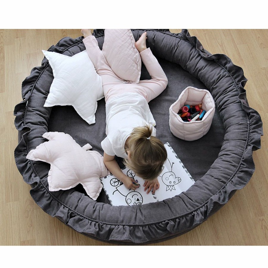 Kids Interiors & Decor * | Playnests & Playmats Cotton & Sweets Linen Junior Nest Graphite