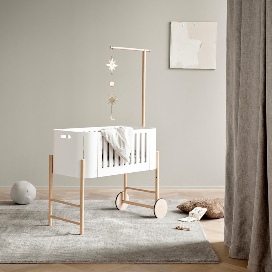 Kids Furniture * | Cots & Cribs Oliver Furniture Wood Co-Sleeper (Incl. Bench Conversion) White/Oak