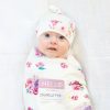 Kids Interiors & Decor * | Lulujo Swaddles Hello World Baby Swaddle & Hat Set Posies