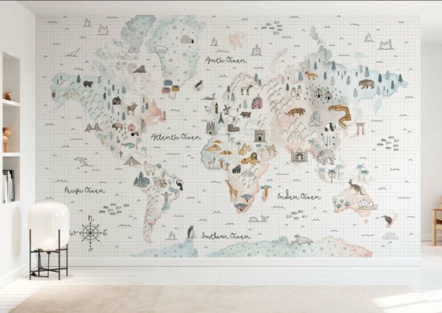 Kids Interiors & Decor * | Photowall Kids Custom Wall Mural Travel The World