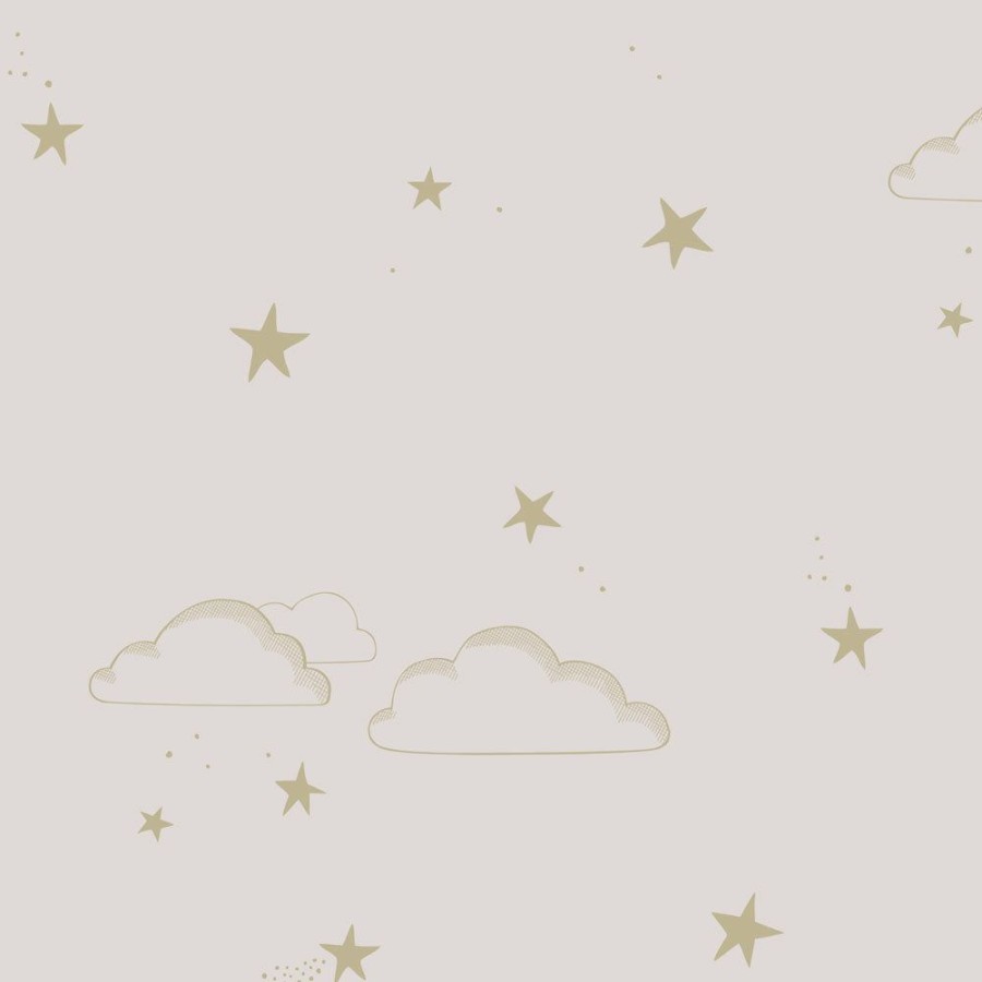 Kids Interiors & Decor * | New Arrivals Hibou Home Starry Sky Pink & Gold Wallpaper