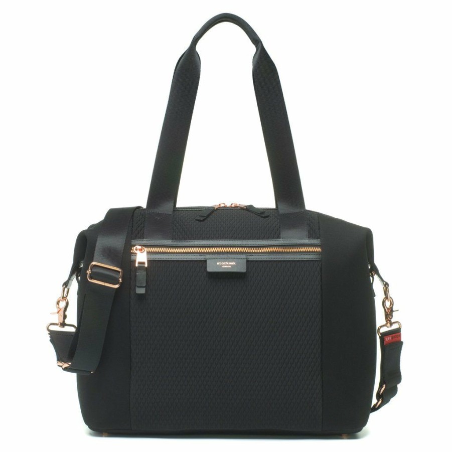 Gifts * | Storksak Stevie Luxe Scuba Baby Changing Bag Black