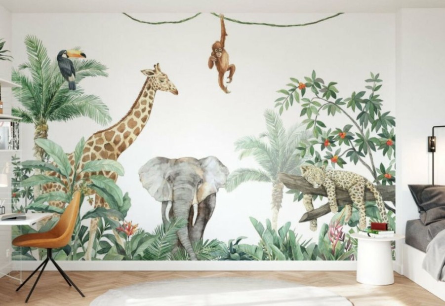 Kids Interiors & Decor * | Photowall New Arrivals Kids Custom Wall Mural Friends Of The Jungle + Elephant