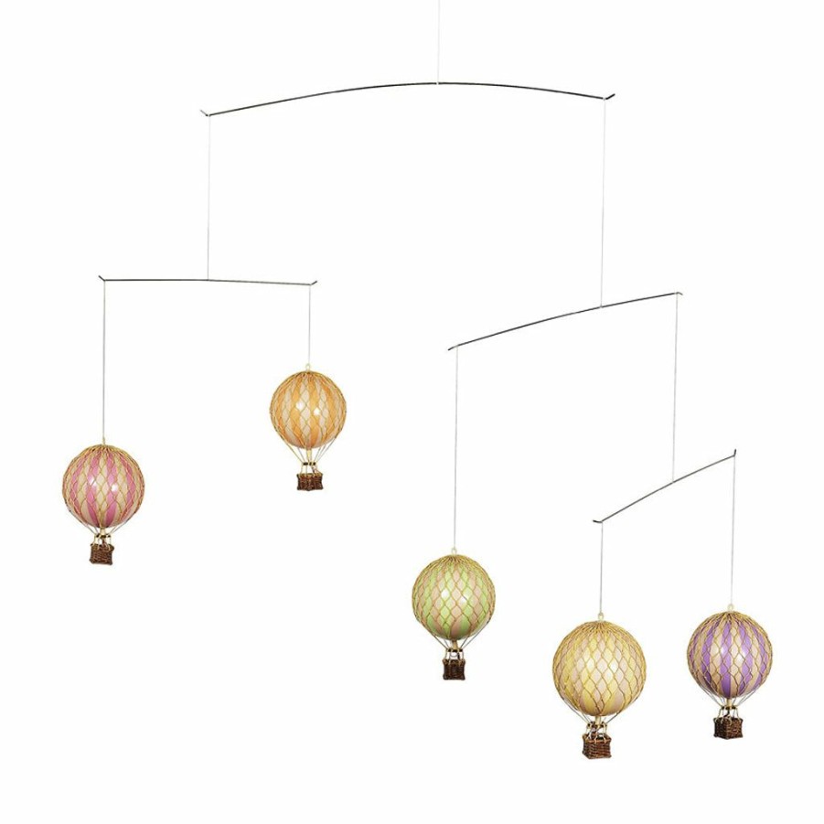 Kids Interiors & Decor * | Authentic Models Ceiling Mobile Hot Air Balloons (Pastel Colours) Mobiles