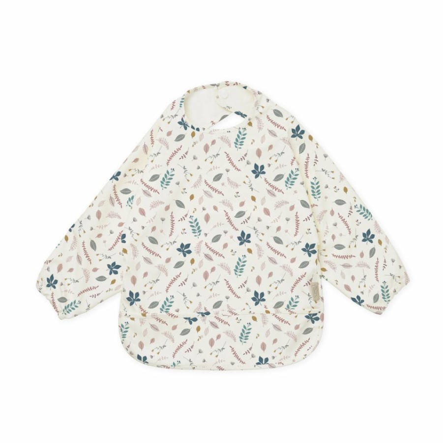 Gifts * | Cam Cam Copenhagen Cam Cam Organic Sleeved Bib Pressed Leaves Rose Baby Bibs