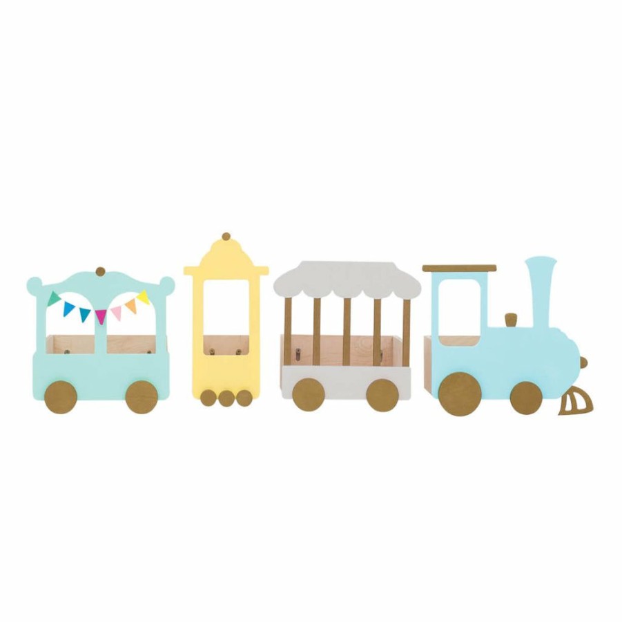 Kids Interiors & Decor * | Shelving Up Warsaw The Fantasy Express Train Shelf Pastel Grey