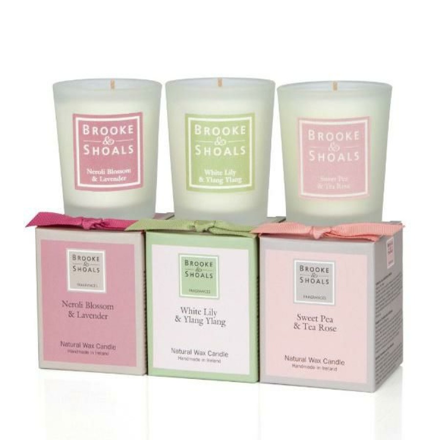 Gifts * | Brooke & Shoals 3 Travel Candle Set Floral Scents Candles & Diffusers